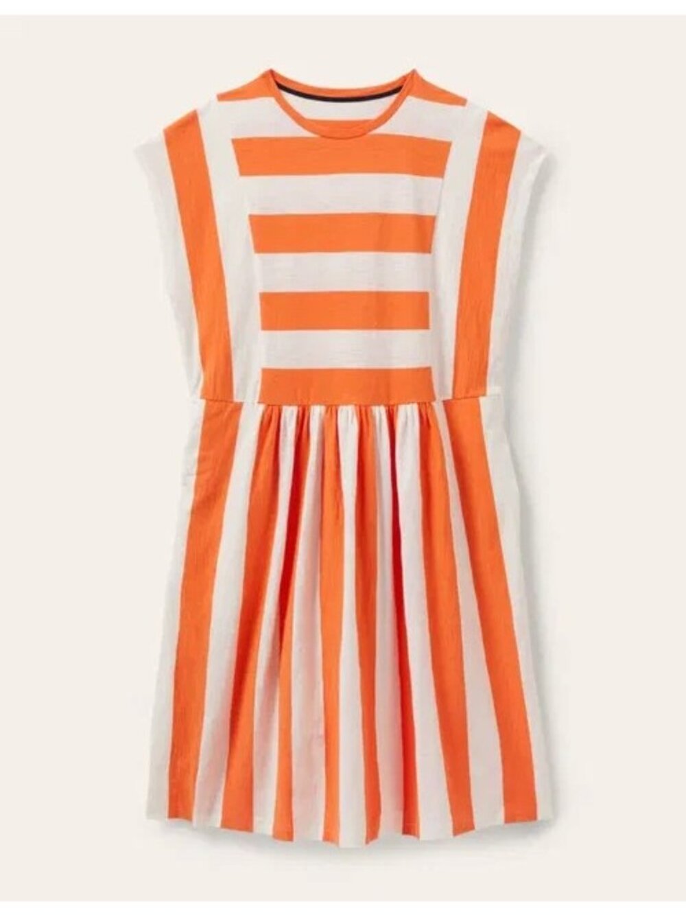 NEW Boden Jersey T-shirt Orange Striped Color Block Cotton Dress Women’s Size 8R - Picture 2 of 8